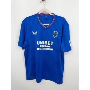 Castore Rangers FC Home Jersey Men XL Blue Short Sleeve Unibet Sponsor Soccer